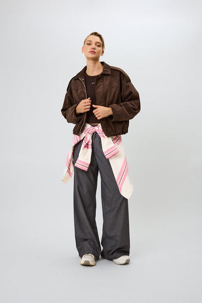 Katie Vegan Suede Leather Jacket Truffle