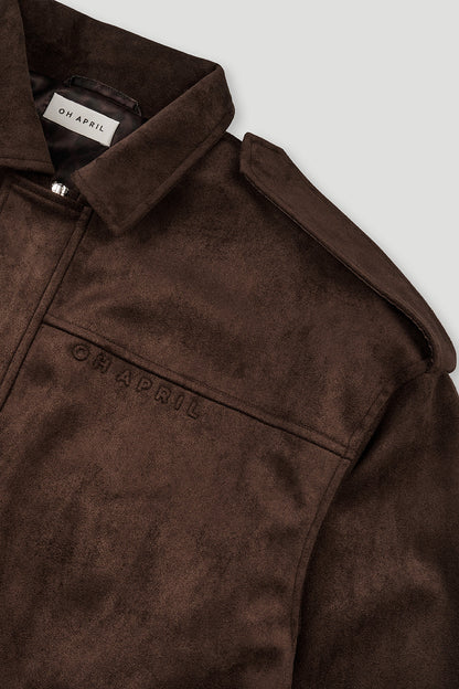 Katie Vegan Suede Leather Jacket Truffle