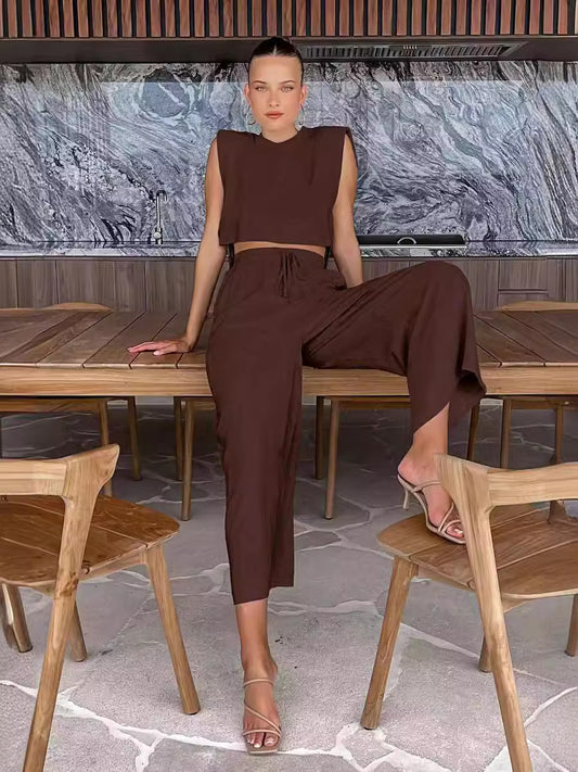 The Evana Set – Zweiteiliger Anzug aus Baumwolle und Leinen