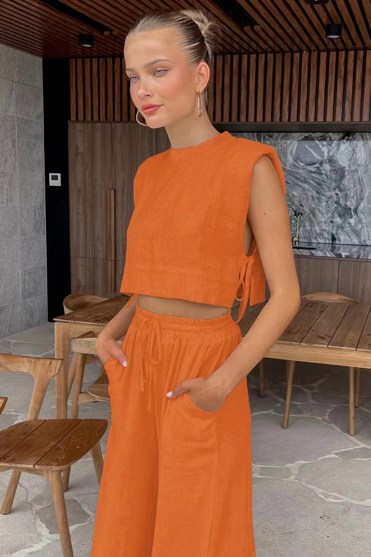 The Evana Set – Zweiteiliger Anzug aus Baumwolle und Leinen