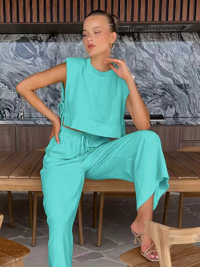 The Evana Set – Zweiteiliger Anzug aus Baumwolle und Leinen