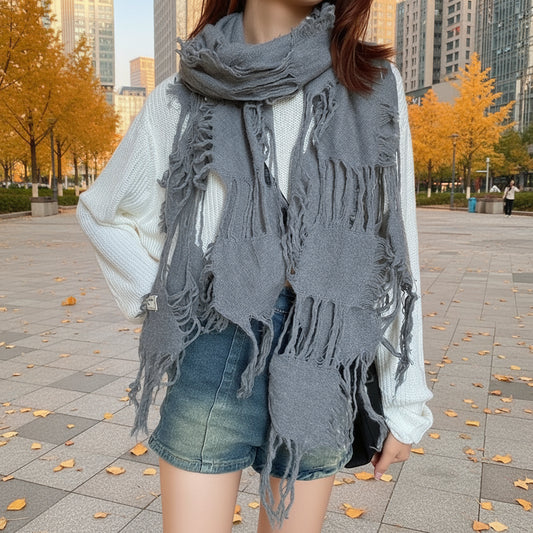 Der Kael Scarf – Distressed Fransen-Halstuch